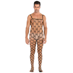 Sleeveless Open Front Full Body Mesh Pajamas