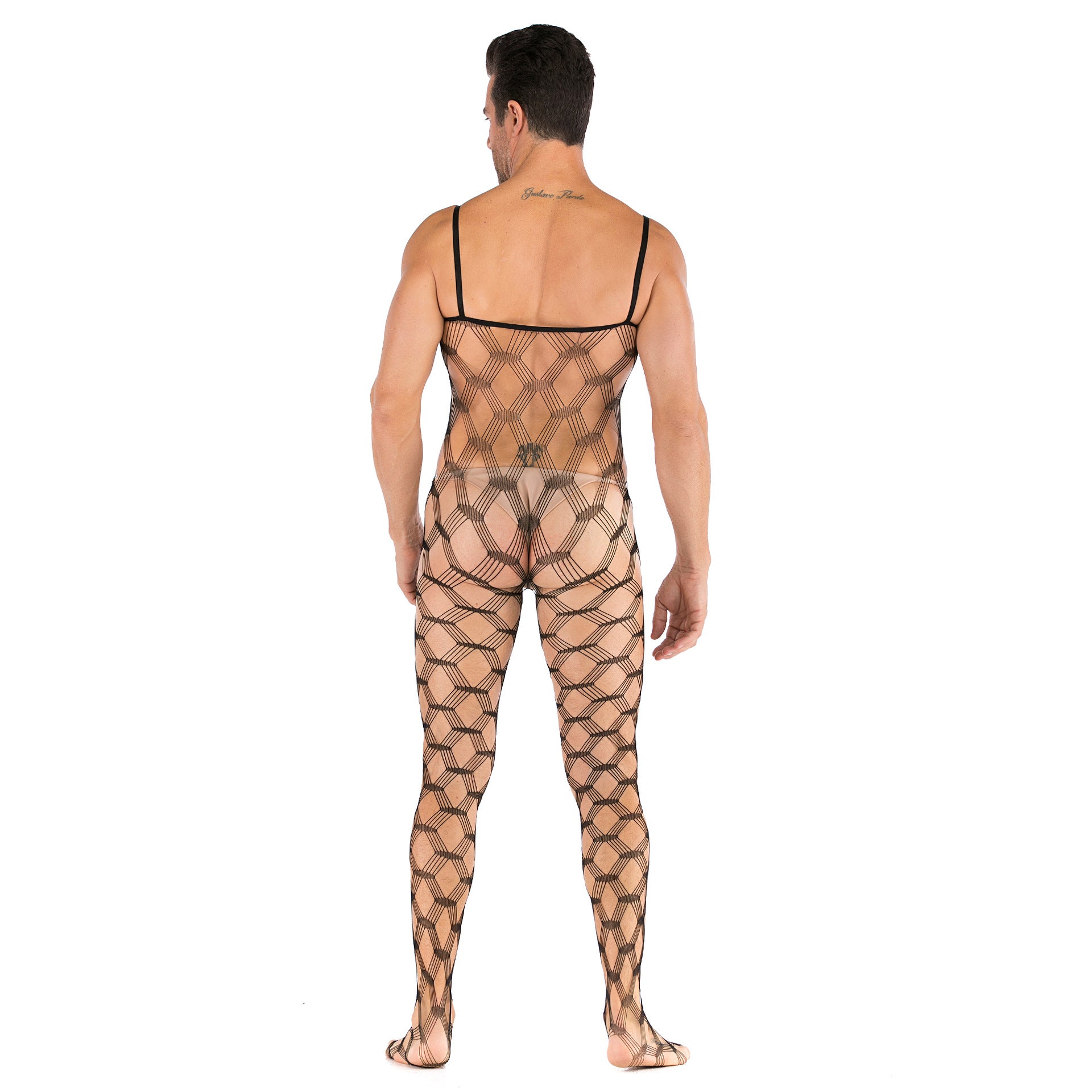 Sleeveless Open Front Full Body Mesh Pajamas