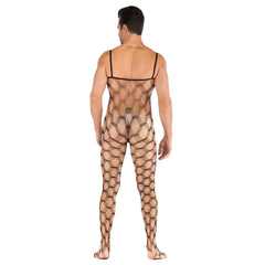 Sleeveless Open Front Full Body Mesh Pajamas