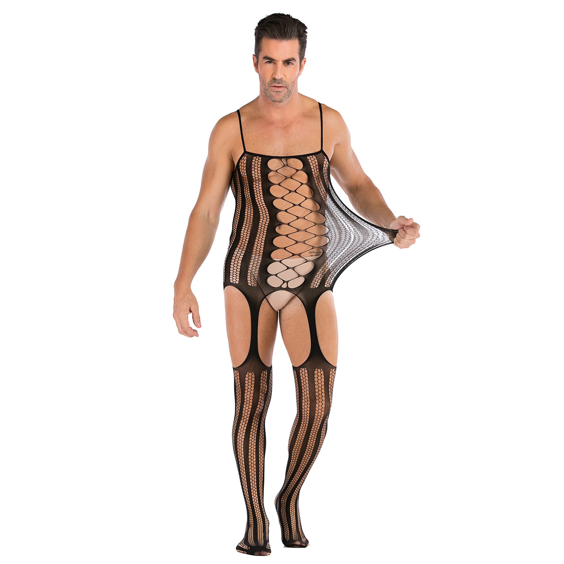 Suspender Top Garter Hollowed Mesh Set