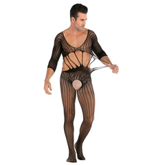 Long-Sleeve High-Neck Mesh Bodystocking