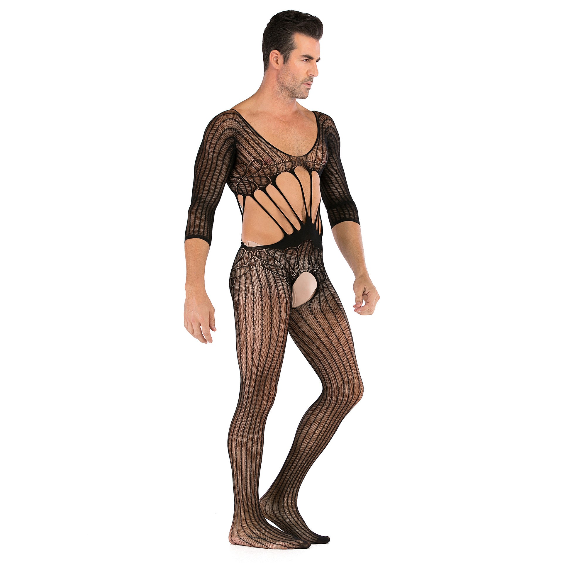 Long-Sleeve High-Neck Mesh Bodystocking