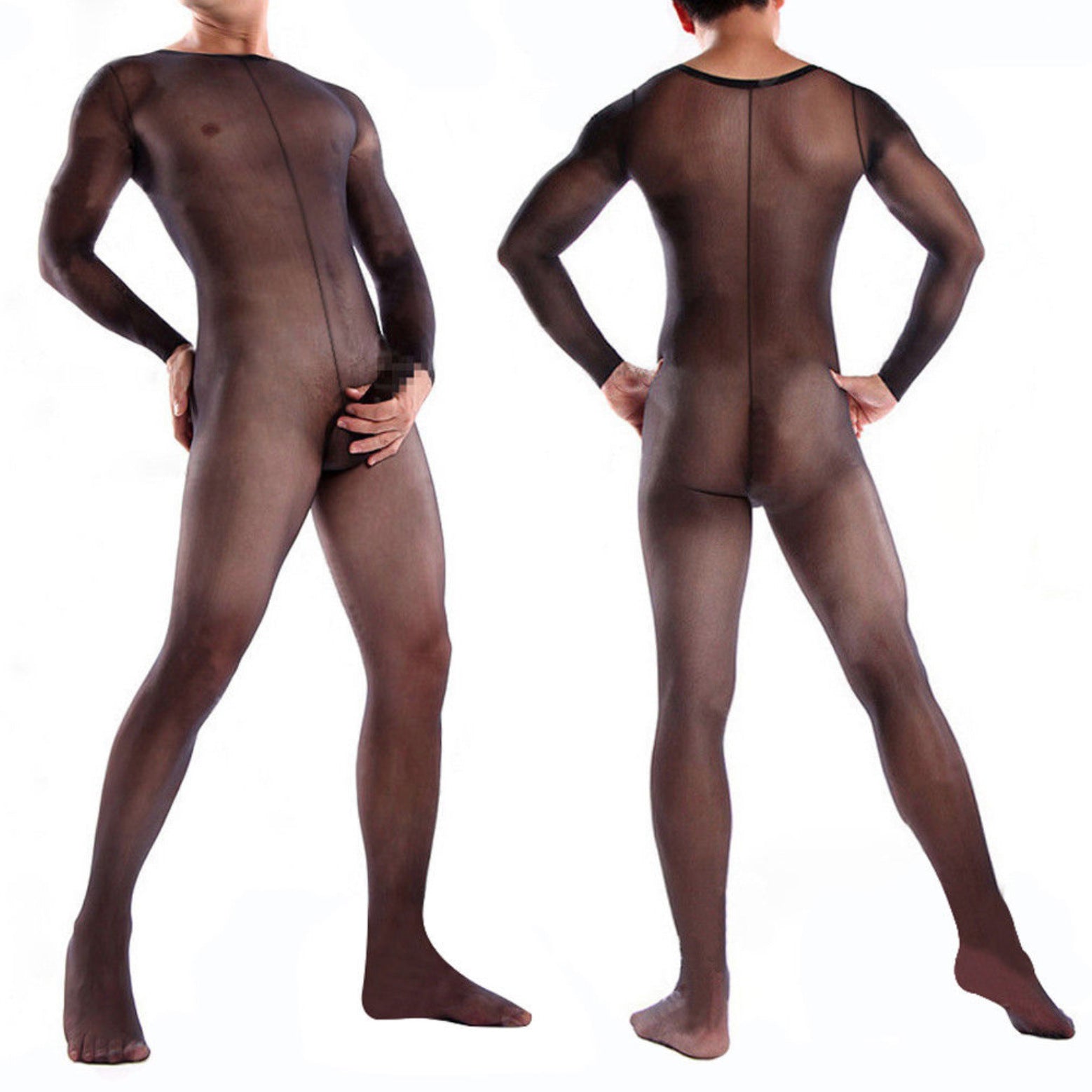 Long-Sleeve Nightclub Open-Front Stockings Set