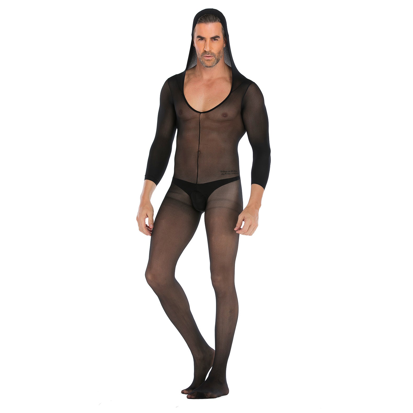 Long-Sleeve Hood See-Through Bodystocking