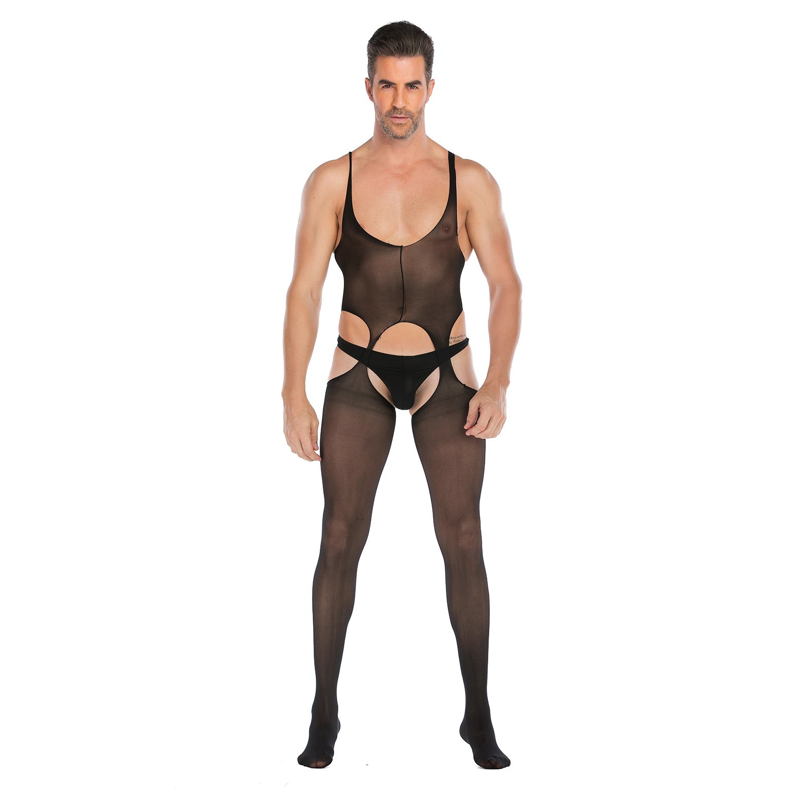 Sleeveless Vest-Style Open-Back Bodystocking