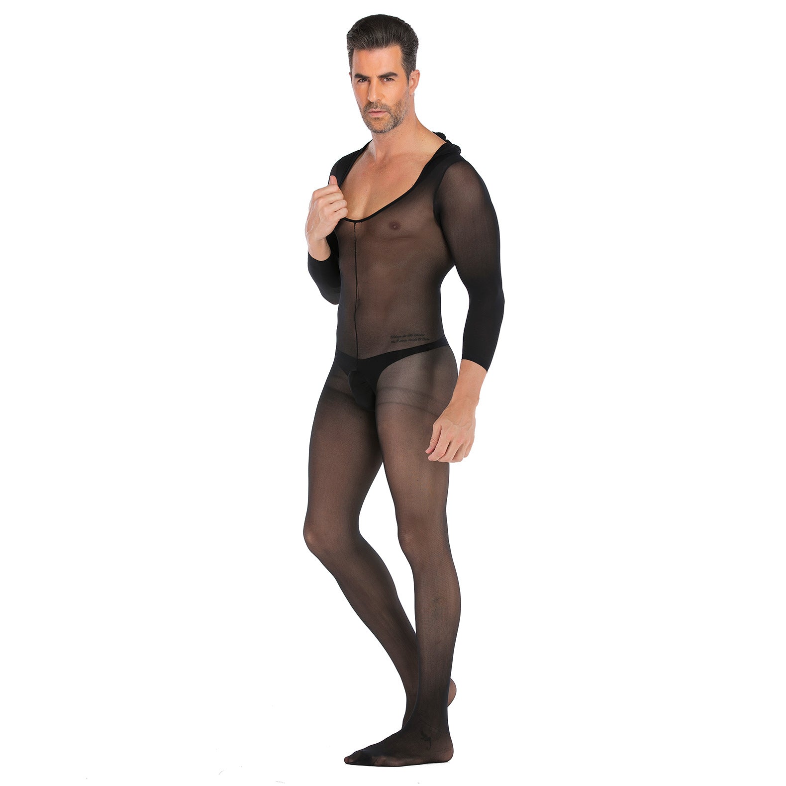Long-Sleeve Hood See-Through Bodystocking