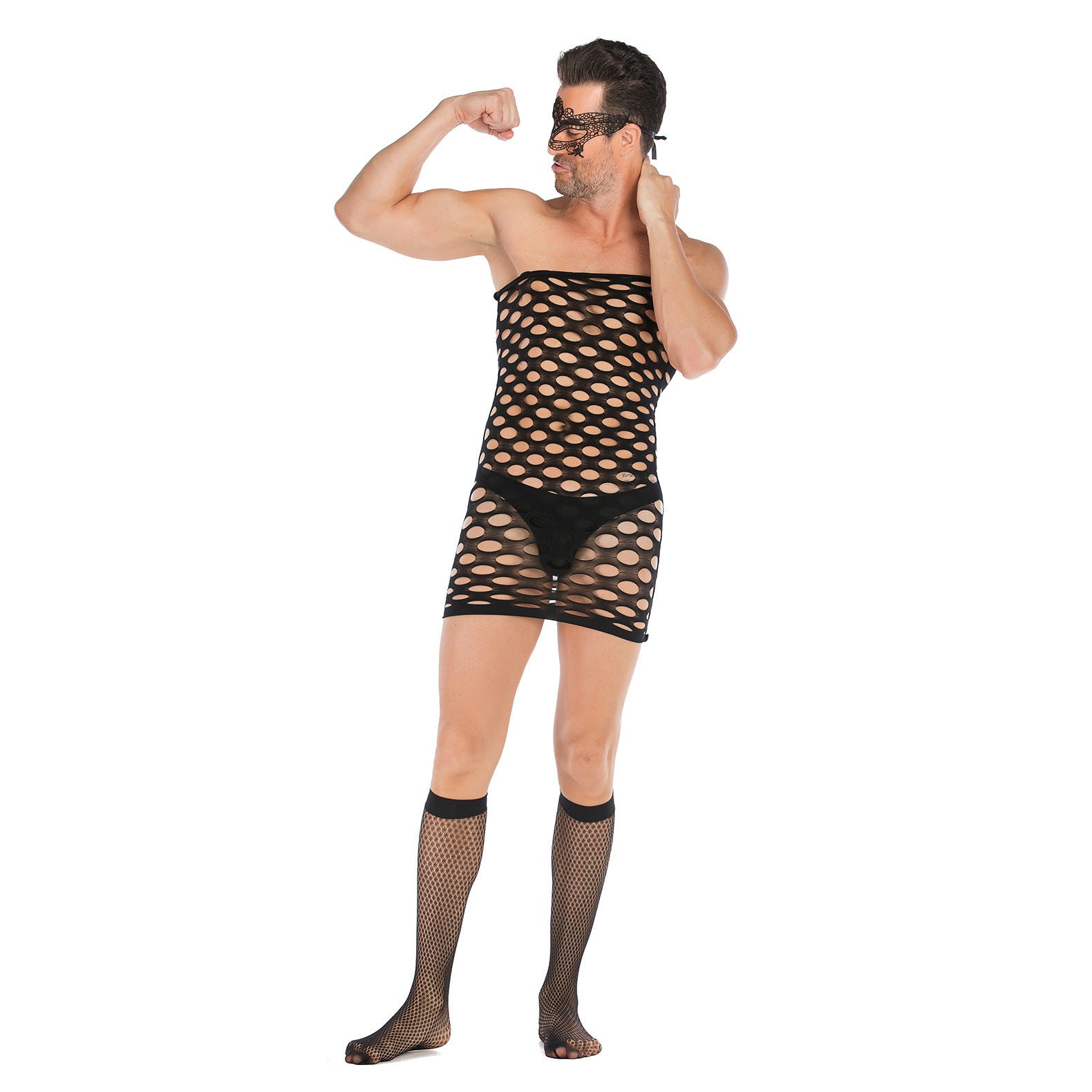 Vest-Style Hollow Mesh Full Body Jumpsuit