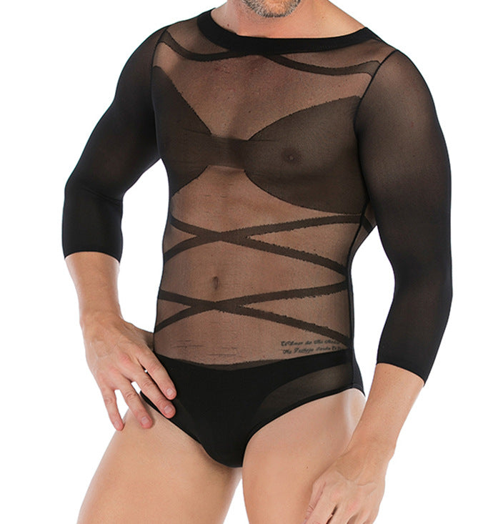 Long-Sleeve Mesh Top & Stockings Combo