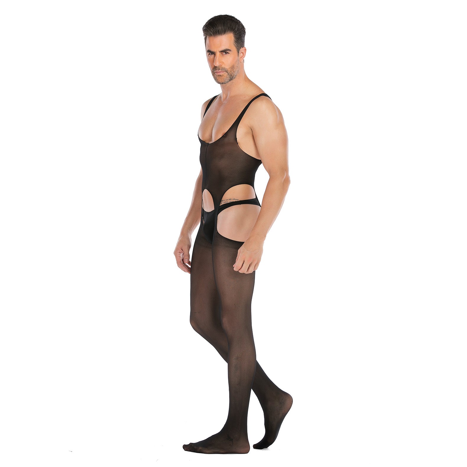 Sleeveless Vest-Style Open-Back Bodystocking