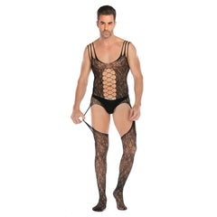 Sleeveless Jacquard High-Slit Full-Body Mesh