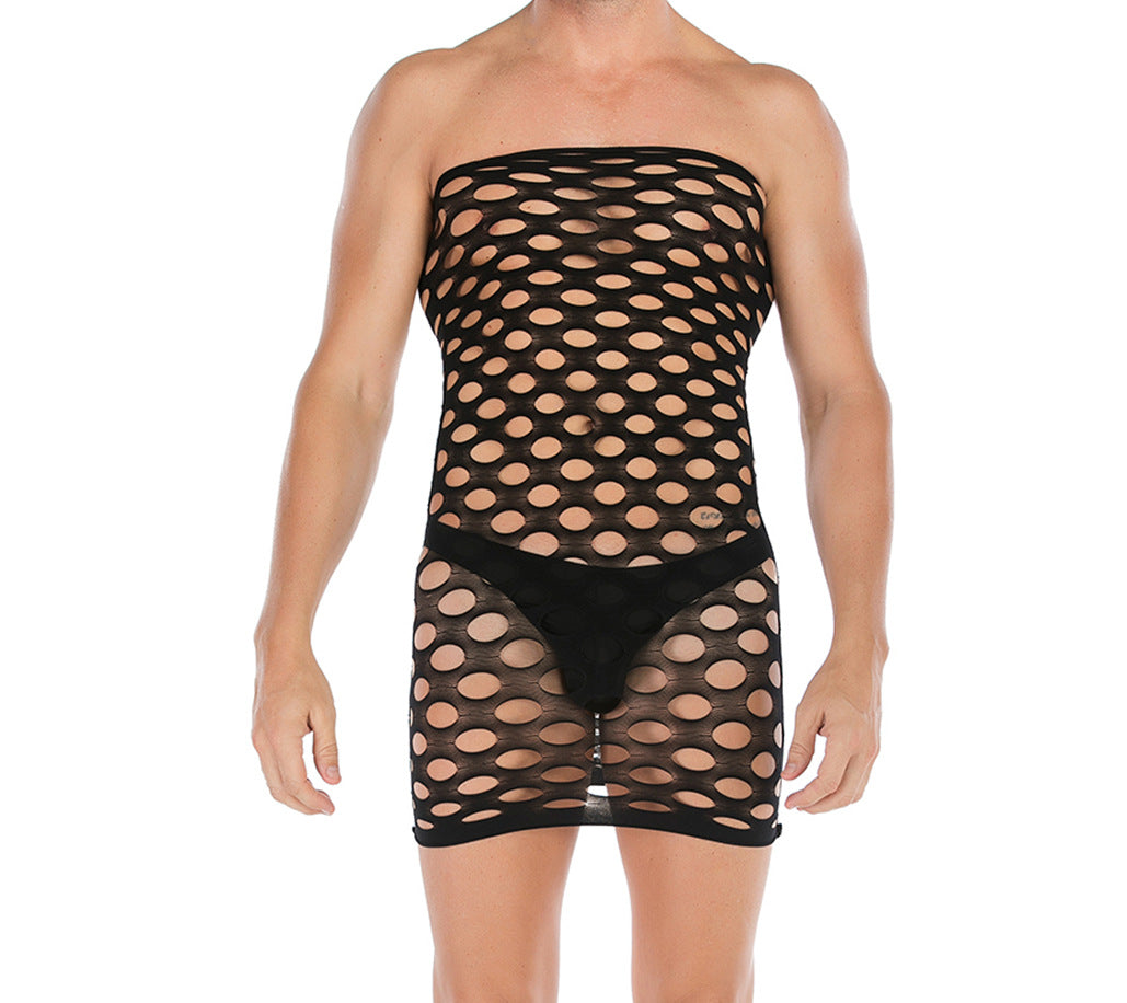 Plus-Size Open-Front Lace Pattern Mesh Bodysuit