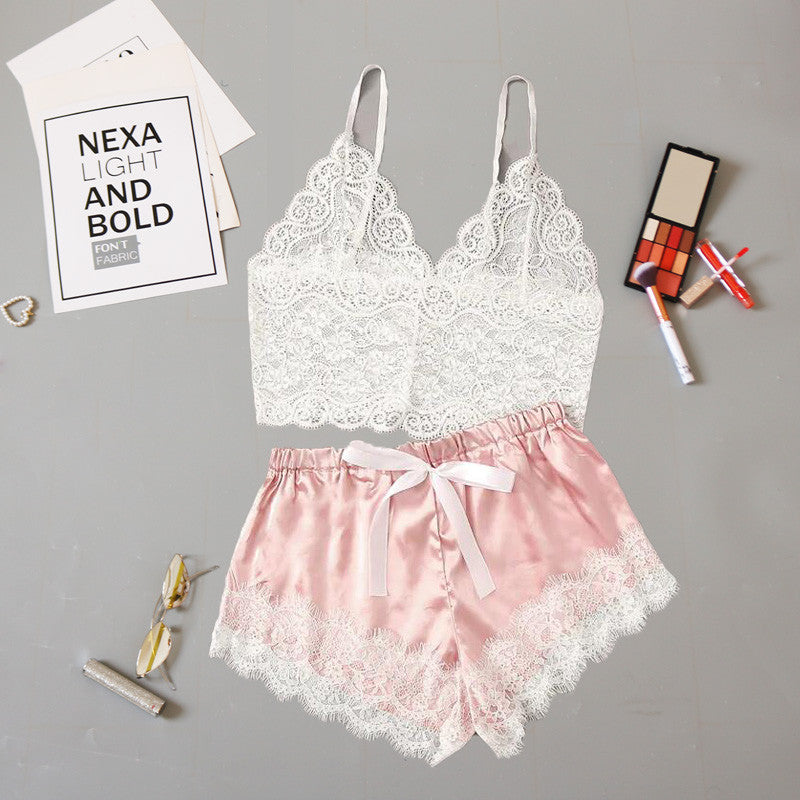 Lace Trim Cami and Satin Shorts Set for Sweet Nights