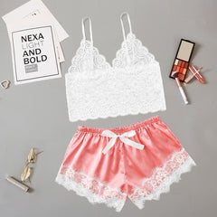 Lace Trim Cami and Satin Shorts Set for Sweet Nights