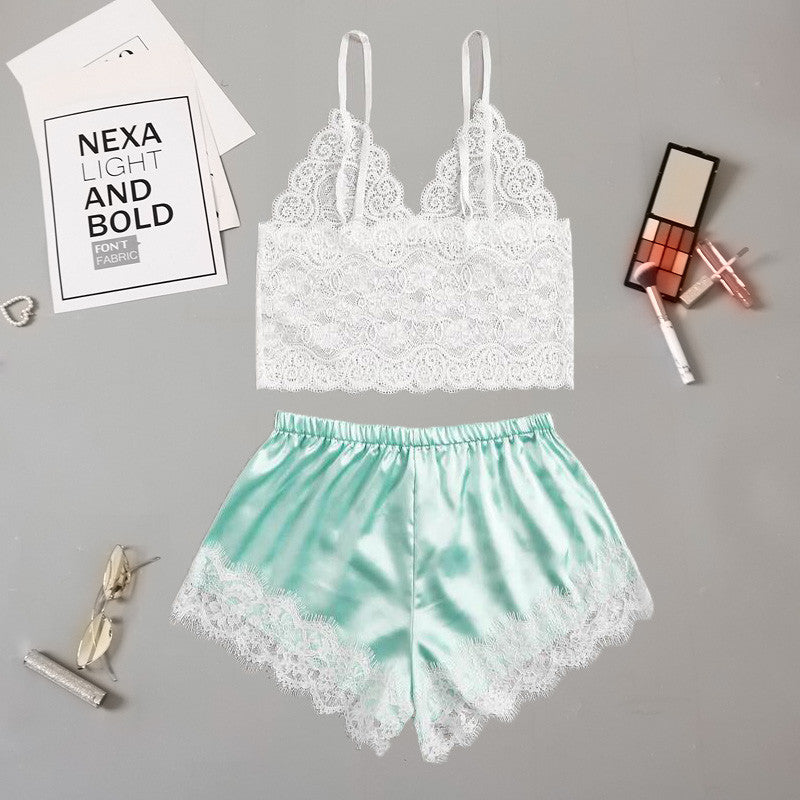 Lace Trim Cami and Satin Shorts Set for Sweet Nights