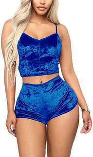 Plush Velvet Camisole and Shorts Sleepwear Set for Lounging