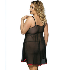 Classic Black Babydoll with Red Lace Cups and Bow Detail