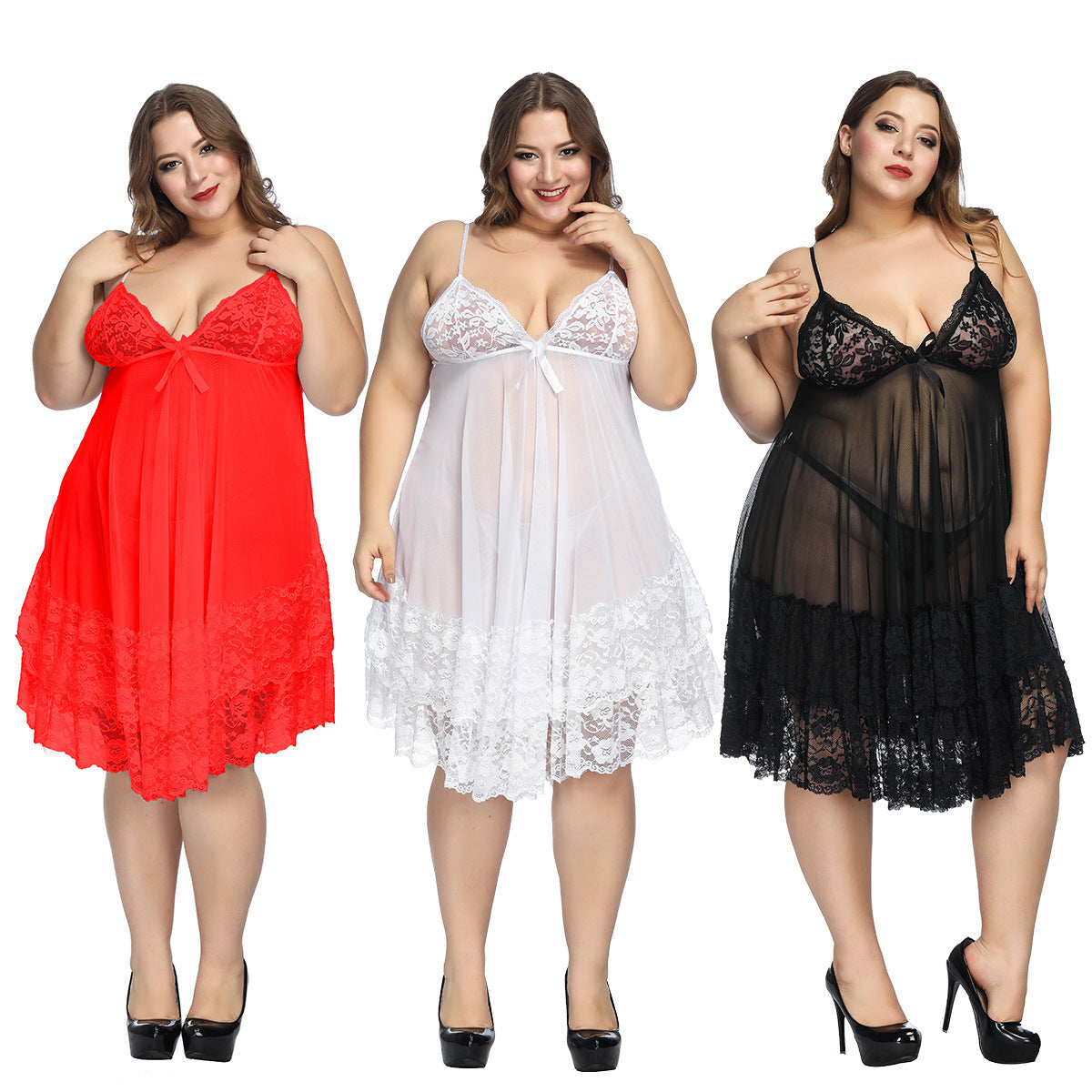 Flowy Sheer Babydoll with Lace Trim and Adjustable Straps