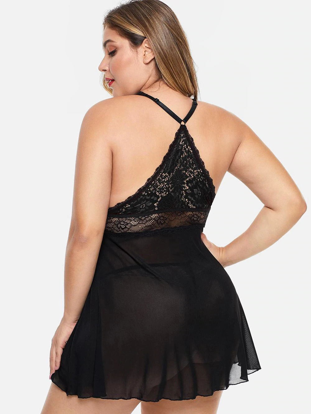 Floral Lace Babydoll with Tiered Ruffle Skirt
