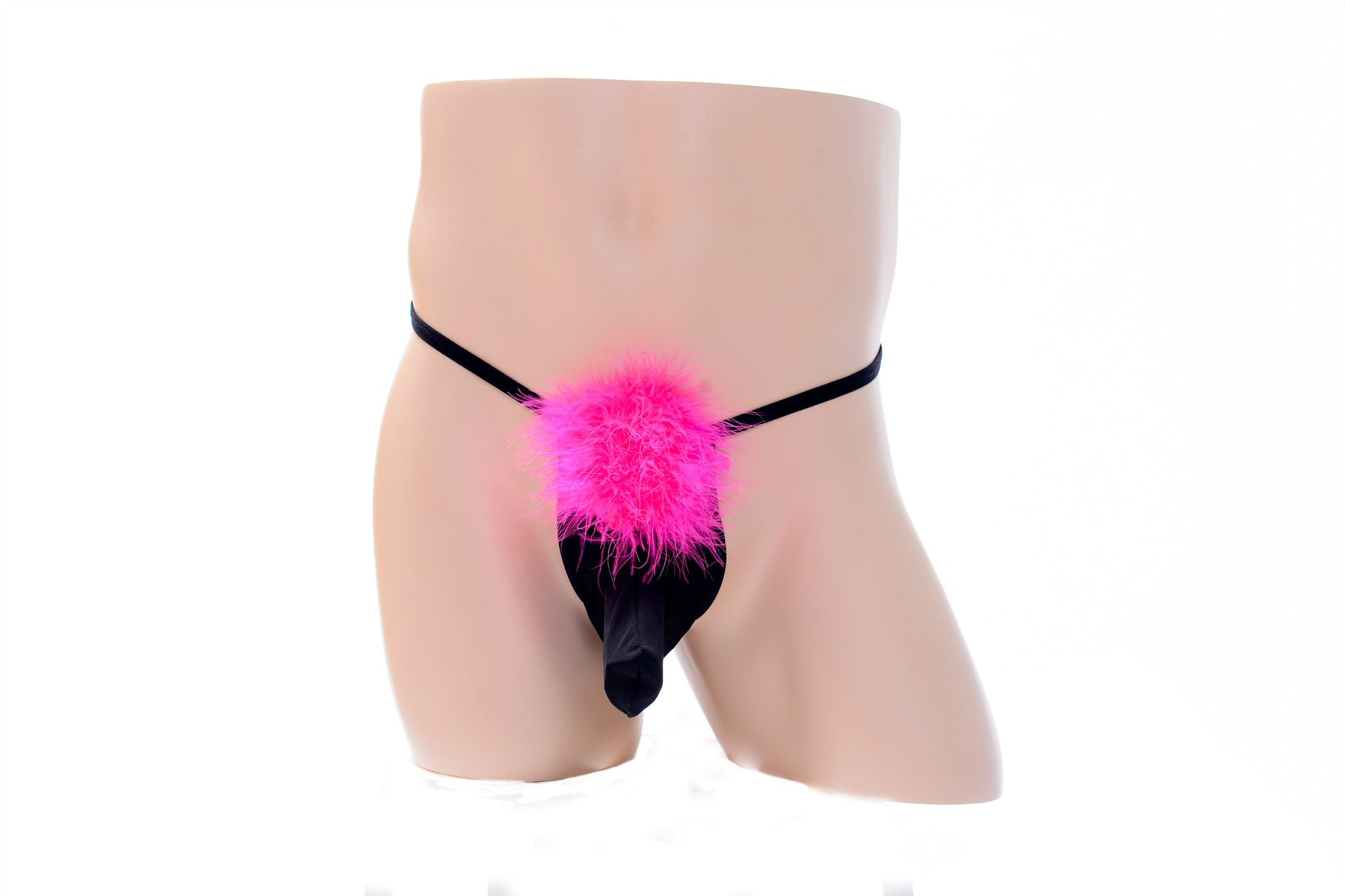 Fluffy Elephant Black Elastic Thong