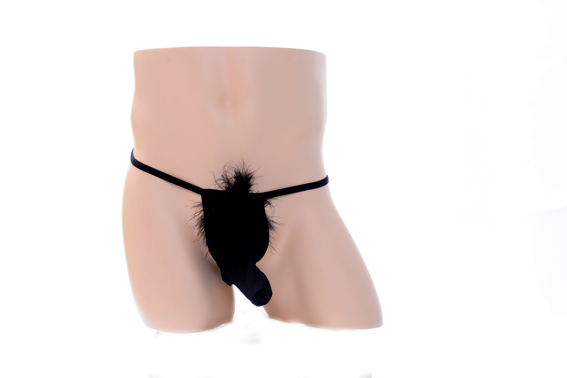 Fluffy Elephant Black Elastic Thong
