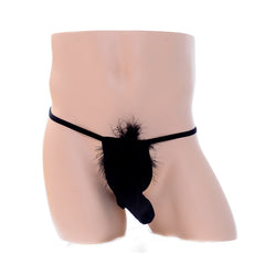 Fluffy Elephant Black Elastic Thong