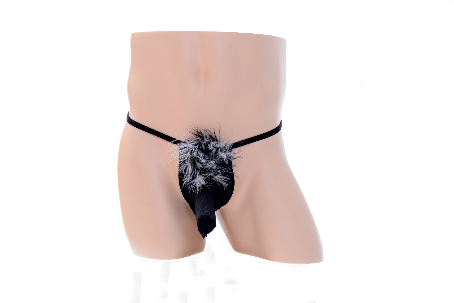 Fluffy Elephant Black Elastic Thong