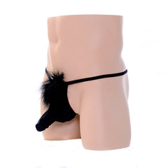 Fluffy Elephant Black Elastic Thong