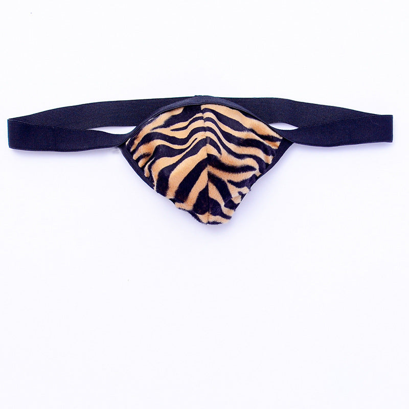 Black leopard print thong front covered