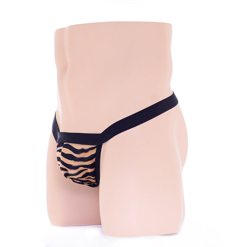 Black leopard print thong front covered