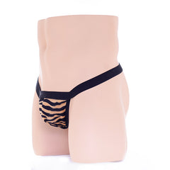 Black leopard print thong front covered