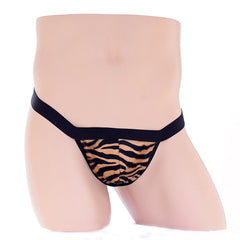 Black leopard print thong front covered