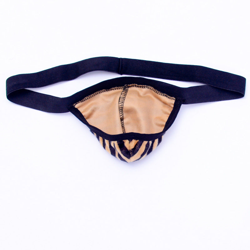 Black leopard print thong front covered