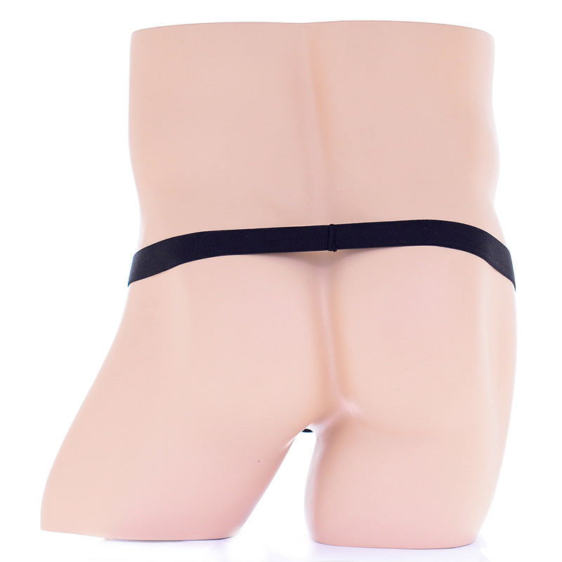 Black leopard print thong front covered
