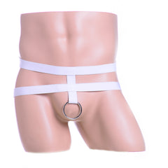 Double wide strap steel ring thong