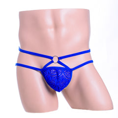 Stylish Purple Lace Double Elastic Thong