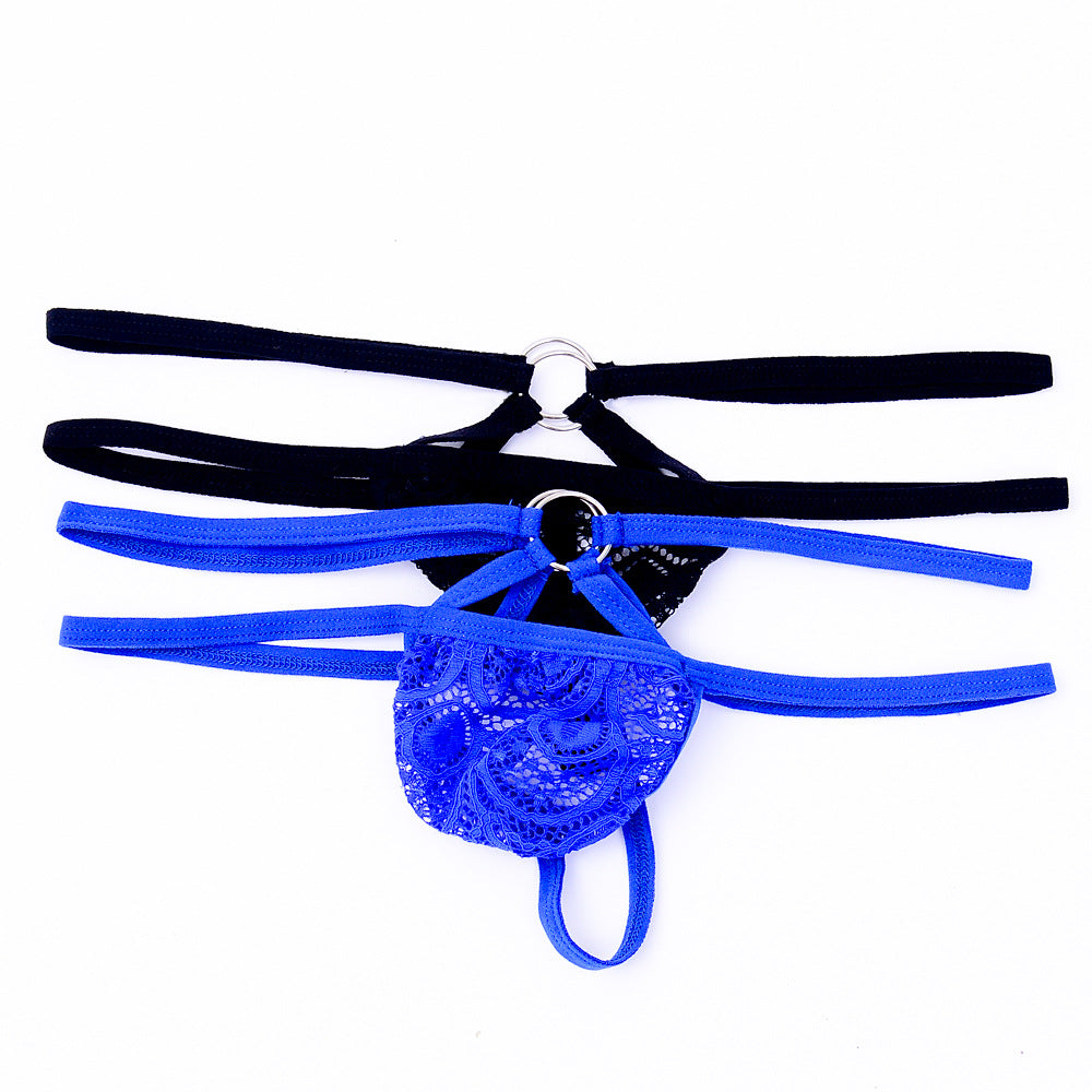 Stylish Purple Lace Double Elastic Thong