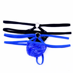 Stylish Purple Lace Double Elastic Thong