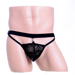 Triangle Cool Purple Lace Pocket Thong with