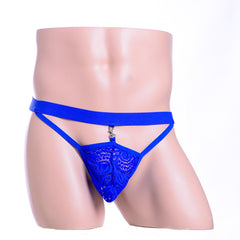 Triangle Cool Purple Lace Pocket Thong with