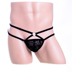 Stylish Purple Lace Double Elastic Thong