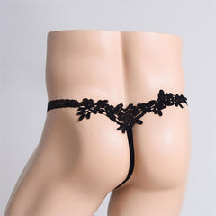 Black Elastic Hollow Fun Thong