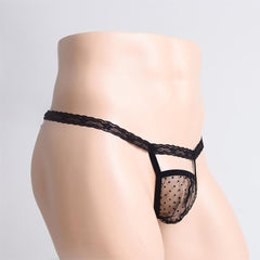 Black Elastic Hollow Fun Thong