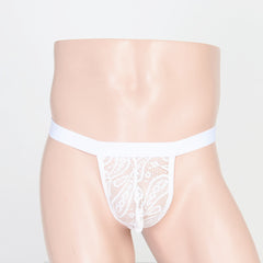 Lace floral pattern black covered thong