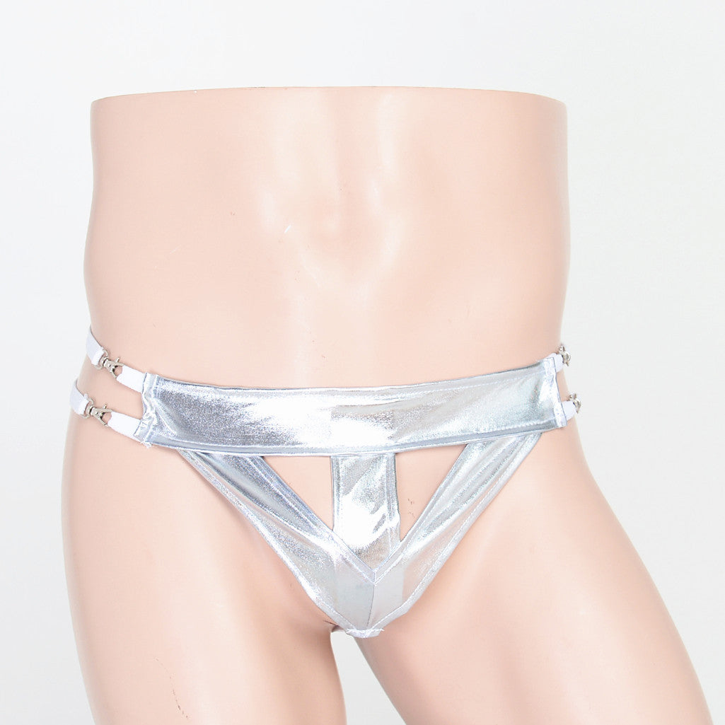 Silver fighter triangle hollows thong