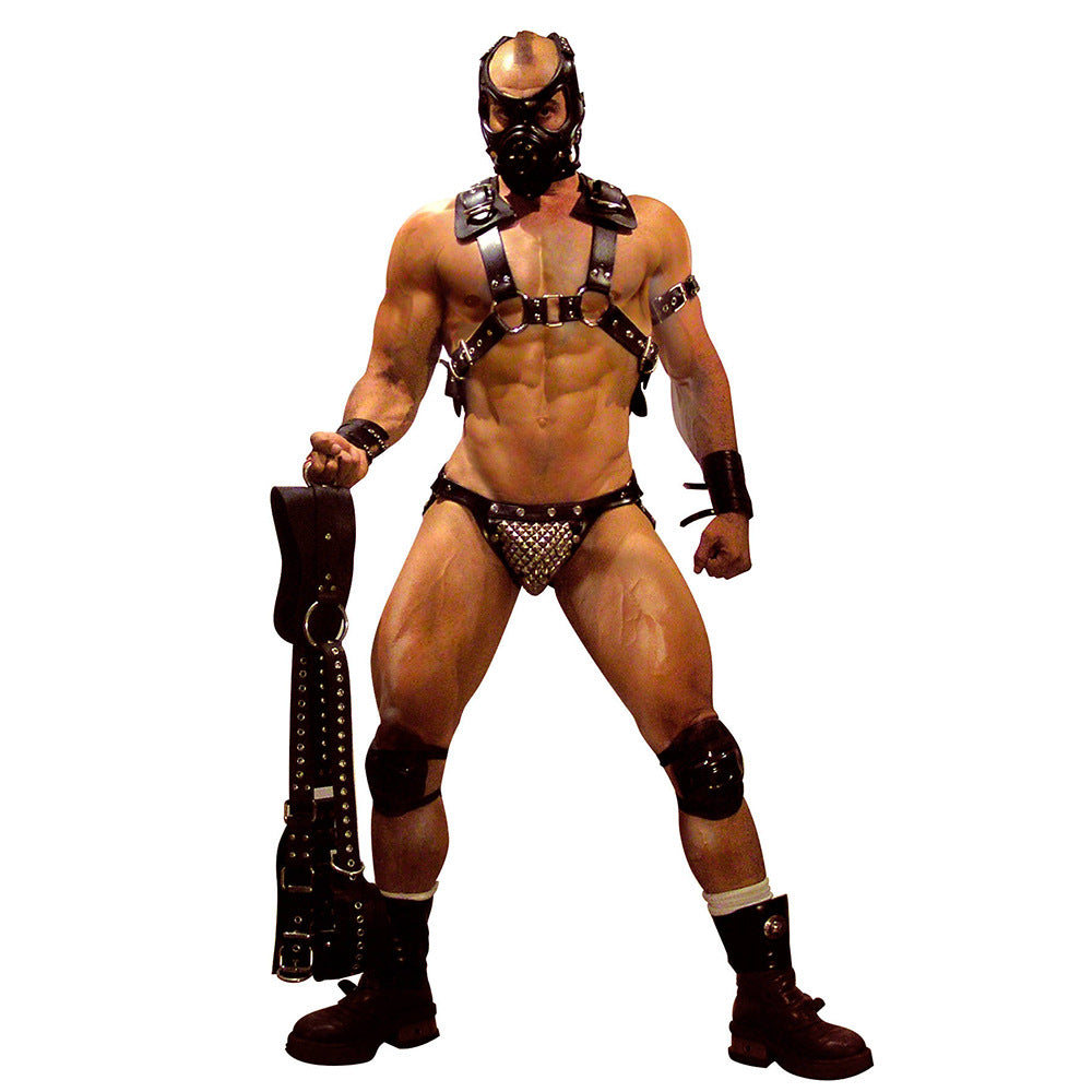 Black Macho Leather Bondage Clothing