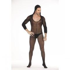 Hooded Long-Sleeve Solid Open-Front Bodystocking