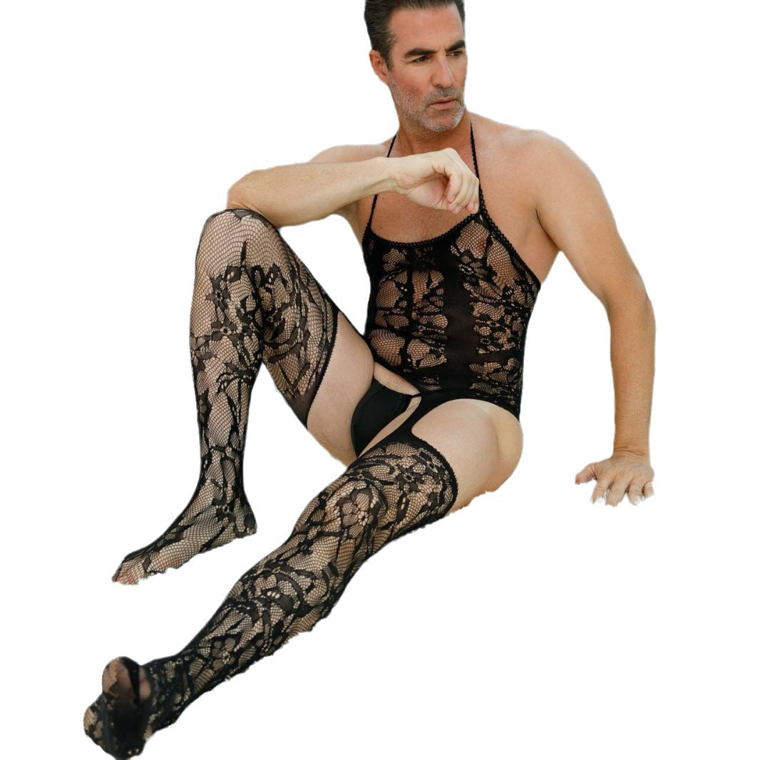 One-Piece Lace Sheer Mesh Bodysuit