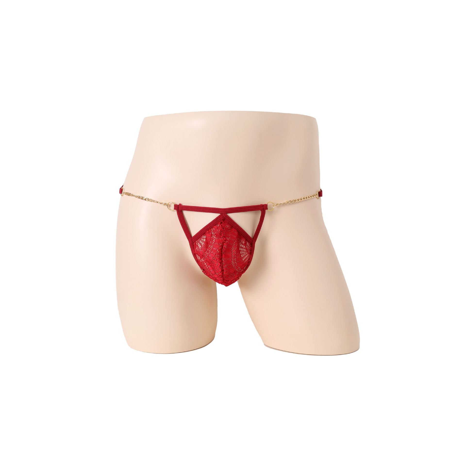 Lace See-Through Golden Ring Hollow T-Pants