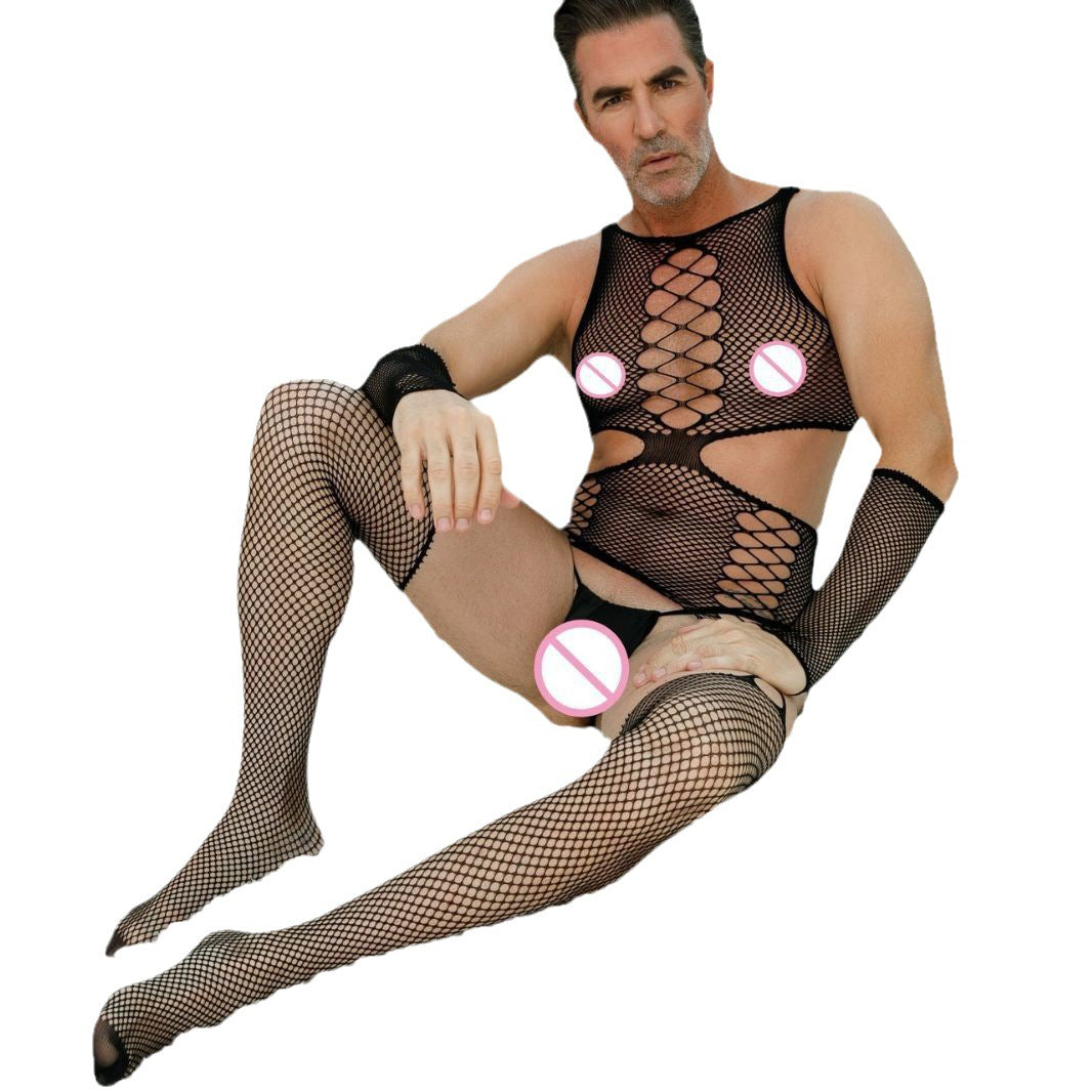 Hollow Panel Sheer Mesh Bodysuit
