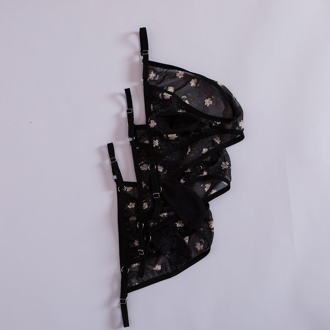 Lace Mesh See-Through Small Flowers Jock Strap Thong